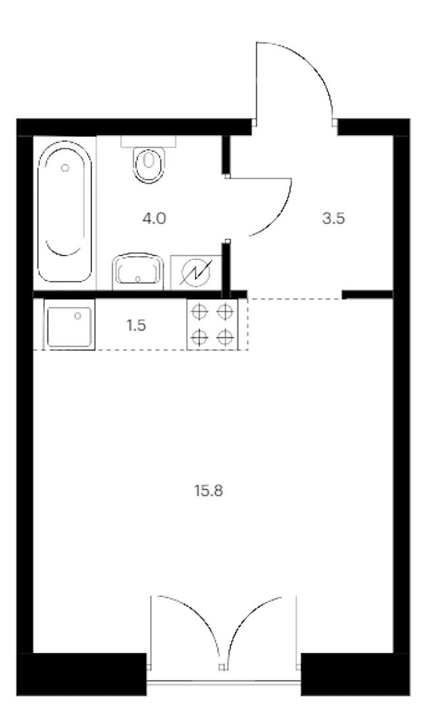 Квартира студия 24.8 м², 2/9 эт., ЖК «Лермонтовский 54»